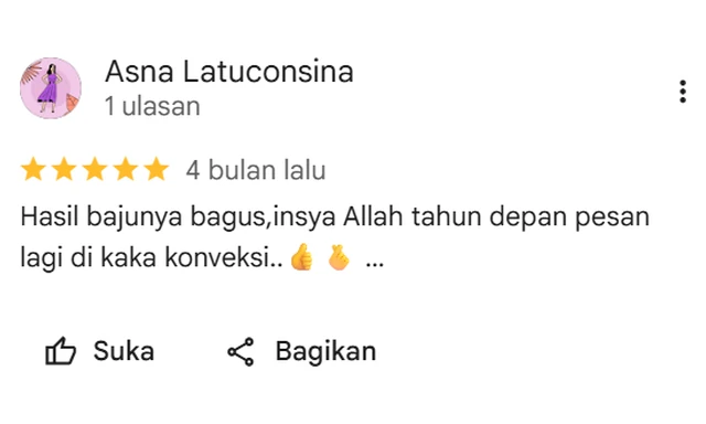 Ulasan Google pelanggan 5